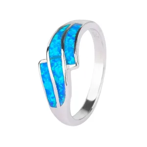 Stříbrný prsten VLNKY modrý OPÁL Velikost prstenu: 51 #2113007