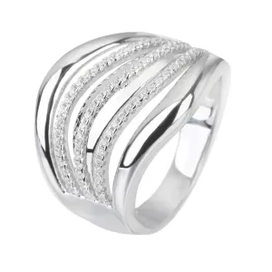 Stříbrný prsten ELEGANTNÍ VLNKY Velikost prstenu: 55 #2113632