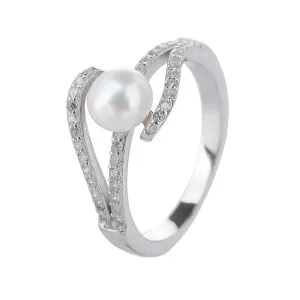 Stříbrný prsten ŘÍČNÍ PERLA vlnky Velikost prstenu: 60