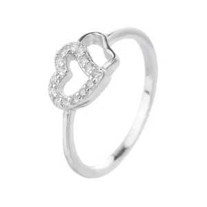 Stříbrný prsten SRDÍČKA bílá Velikost prstenu: 48
