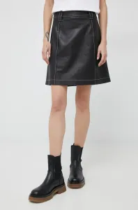 Kožená sukně PS Paul Smith černá barva, mini, áčková