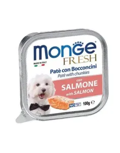MONGE Dog Fresh paštika a kousky s lososem 100g