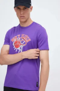 Bavlněné tričko Puma fialová barva, s potiskem
