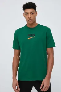 Bavlněné tričko Puma zelená barva, s aplikací, 538248-37