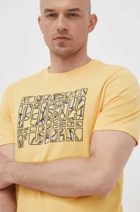 Bavlněné tričko Puma žlutá barva, s potiskem