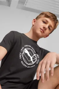 Dětské bavlněné tričko Puma ACTIVE SPORTS Graphic Tee B černá barva, s potiskem