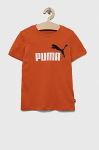 Dětské bavlněné tričko Puma ESS+ 2 Col Logo Tee B oranžová barva, s potiskem