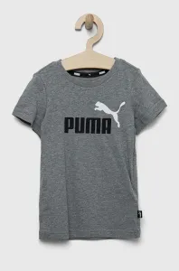 Dětské bavlněné tričko Puma ESS+ 2 Col Logo Tee B šedá barva, s potiskem