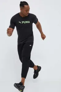 Tréninkové tričko Puma Fit Ultrabreathe Triblend černá barva, s potiskem
