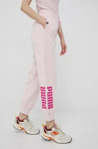 Bavlněné kalhoty Puma 847127 dámské, růžová barva, s potiskem #1991043
