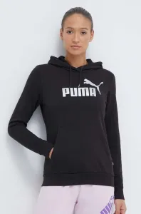 Tepláková mikina Puma černá barva, s kapucí, s potiskem, 849096