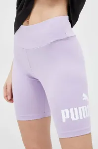 Kraťasy Puma dámské, fialová barva, s potiskem, high waist, 848347