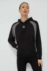 Mikina Puma dámská, černá barva, s kapucí, vzorovaná #5053821