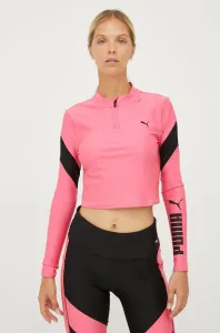 Tréninkové tričko s dlouhým rukávem Puma Fit Eversculpt růžová barva, s pologolfem