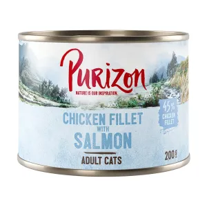 Purizon konzervy, 6 x 200 / 6 x 400 g - 15 % sleva -Adult - bezobilné  kuřecí filet s lososem (6 x 200 g)