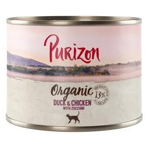 Purizon konzervy, 6 x 200 / 6 x 400 g za skvělou cenu!  - Organic  kachna a kuřecí s cuketou (6 x 200 g)