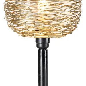 Designová stojací lampa černá se zlatou 20 cm - Sarella