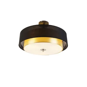 Moderní stropní svítidlo černé se zlatým 50 cm 3-světlo - Drum Duo #2126634