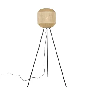 Orientální stojací lampa černá s lanovým stativem - Riki