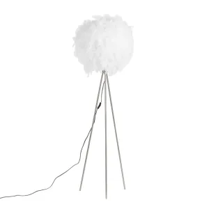 Romantická stojací lampa bílá - peří
