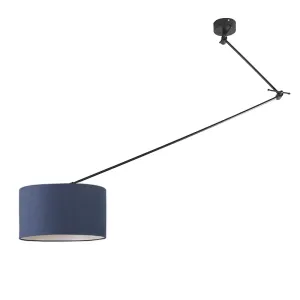 Závěsná lampa černá se stínidlem 35 cm modrá nastavitelná - Blitz I