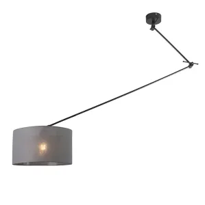 Závěsná lampa černá se stínidlem 35 cm tmavě šedá nastavitelná - Blitz I