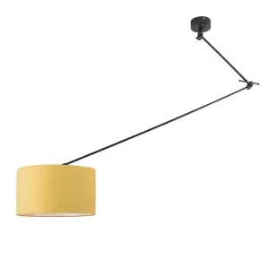 Závěsná lampa černá se stínidlem 35 cm žlutá nastavitelná - Blitz I