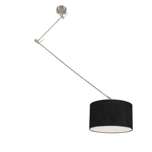 Závěsná lampa ocelová se stínidlem 35 cm nastavitelná černá - Blitz I