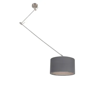 Závěsná lampa ocelová se stínidlem 35 cm tmavě šedá nastavitelná - Blitz I