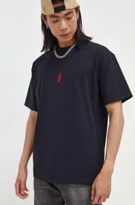 Bavlněné tričko Quiksilver černá barva, s aplikací