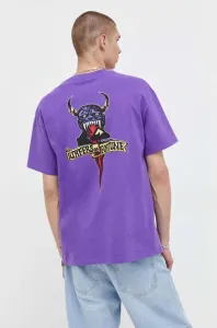 Bavlněné tričko Quiksilver fialová barva, s potiskem #5971987