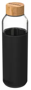 QUOKKA - FLOW Skleněná láhev se silikonovým povrchem BLACK, 660ml, 40007