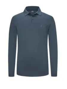 Nadměrná velikost: Ragman, Polo tričko s dlouhým rukávem, ze směsi bavlny Modrá #4791680