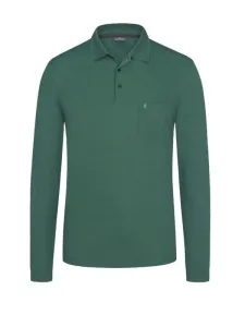 Nadměrná velikost: Ragman, Polo tričko s dlouhým rukávem, ze směsi bavlny Zelená #4793231