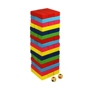 Wood Toys Dřevěná věž Jenga, barevná