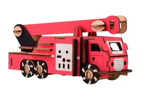 Woodcraft construction kit  Dřevěné 3D puzzle Hasičský vůz červené