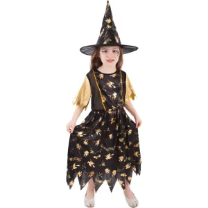 RAPPA - Dětský kostým čarodějnice černo-zlatá (S)
