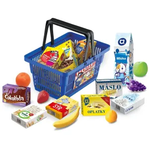 RAPPA - MINI OBCHOD - nákupní košík s doplňky a učením jak nakupovat - modrý
