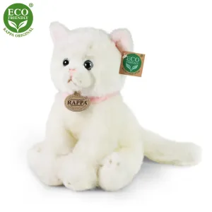 RAPPA - Plyšová kočka sedící bílá 25 cm ECO-FRIENDLY