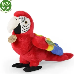 RAPPA - Plyšový papoušek červený Ara Arakanga 24 cm ECO-FRIENDLY