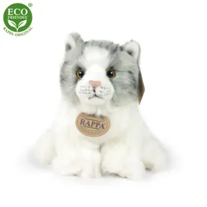 RAPPA - Plyšová kočka bílo-šedá sedící 17 cm ECO-FRIENDLY