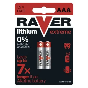 Lithiová mikrotužková baterie AAA, RAVER Extreme, 2 kusy