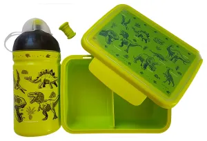 Svačinová krabička + zdravá láhev - 500 ml, SET Dinosauři
