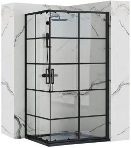 REA/S Sprchový kout CONCEPT 80x100 černý + bílá sprchová vanička Savoy KPL-K1005