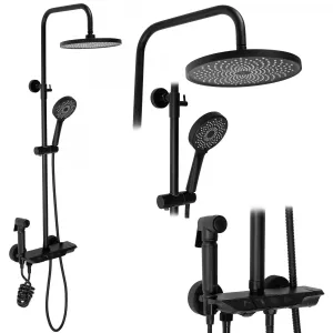 Sprchový set Rea Max - vanová baterie, dešťová, ruční a bidetová sprcha černá
