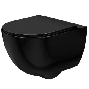 REA Závěsná WC mísa včetně sedátka Carlo Mini Rimless Flat černá REA-C8936 #3633668