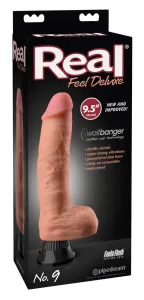 Real Feel Deluxe No.9 - testicular, lifelike vibrator (natural)
