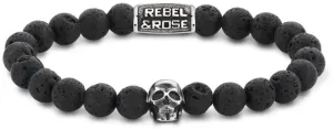 Rebel&Rose Korálkový náramek Skull Black Moon RR-SK001-S 17,5 cm - M