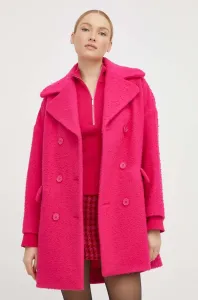 Vlněný kabát Red Valentino růžová barva, přechodný, dvouřadový #6038982