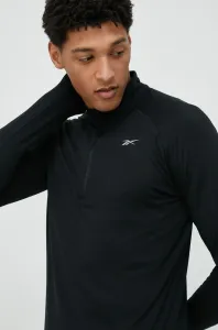Běžecké triko s dlouhým rukávem Reebok Quarter-zip černá barva #5583673